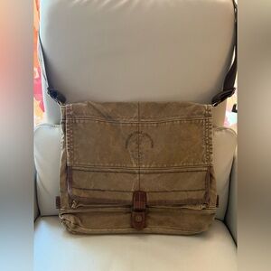 Vintage American Eagle Brown Canvas Large Messenger Bag